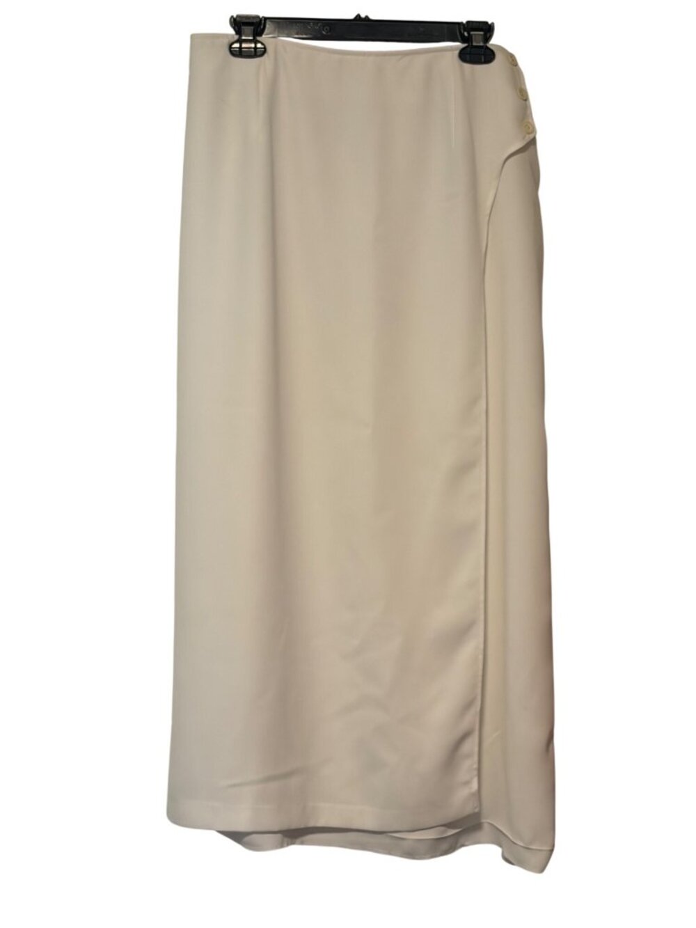 Vintage Ashley Stewart Womens 16 Back Zip Midi Modest Long Skirt White Side Wrap